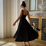 Banquet Dress 2026 Summer New Women's Temperament Square With Sleeveless Belt Sling Dress HZ0517