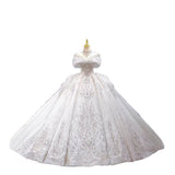 One-Word Shoulder French Wedding Dress 2026 New Heavy Industry Bride Drags The Main Yarn At The Moment Of The Princess Wedding Dress HZ0517