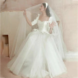 French White Light Wedding Dress Long Sleeve 2026 New Bridal Simple Temperament Small Yarn Banquet Evening Dress HZ0517