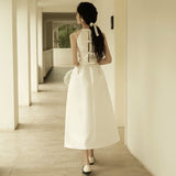 French Light Wedding Dress White Simple Den?Ry Certificate Registration Small Dress Bride Engagement Dress Winter HZ0517