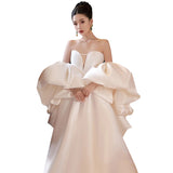 French Main Wedding Dress 2026 New Bridal Densate Twilight Yarn Yarn Twilight Yarn Tug-Tail Retro Heavy Industry Sense Light Wedding Dress HZ0517