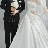 Korean-Style State Light Wedding Dress 2026 New Bridal French Brao Shoot Simple Thin Wedding Dress HZ0517