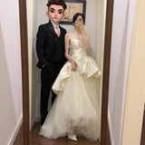 Broom-Smeared Wedding Bride Wedding Simple Light Atmosphere Engagement Banquet Dress Dress Travel Pat Door Yarn Welcome Yarn HZ0517
