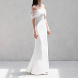 White Simple Word Shoulder Slings Slimy Temperament Fishtail Light Wedding Bridal Lawn Wedding Dress HZ0517