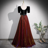 Black Long Banquet Evening Dress Women 2026 New Noble Elegant Thin Sleeve High-Sleeve Presided Dress HZ0517
