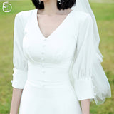 French Simple Dingy Travel Photo Wedding Dress 2026 New Winter Registration Dress Certificate Can Usually Wear A Small White Dress HZ0517