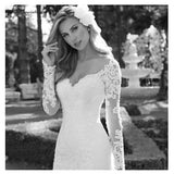 Women's Lace Long-Sleeved White Dress For Wedding Dress 2026 HZ0517