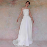 French-Style Seduced Light Wedding Dress Noodles Small Brased Boobs Are Simple White Small Tail Welcome Dress Bride Go Out Yarn HZ0517