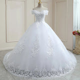 2026 New Word Shoulder Slim Body-And-T-And-Tail Wedding Dress Large-Size Simple Wedding Dress HZ0517