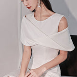 White Banquet Temperament Host Evening Dress Holiday Dress Famous Birthday Party Dress HZ0517