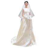 French-Style Sterned Light Wedding Dress Bride's High Sense Of Simple Retro Hepburn Style Yarn Welcome Tail Light Yarn Dress HZ0517