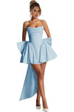 New One-Word Shoulder-To-Shoulder Evening Dress Bow Dress Short Ball Birthday Dress HZ0517