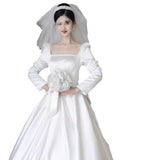 Long-Sleeved Sen Series Main Wedding Dress 2026 New Bridal Simple Style Court Style Simple Korean-Style Vertedding Wedding Dress HZ0517