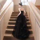 Black Banquet Evening Dresses Liette Performance Dress Suspension Sexy High Fork Party Little Dress HZ0517