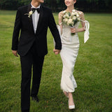 One-Word Shoulder Light Wedding Dress French 2026 New Winter Densant Bridal Yarn Slings Small Dress HZ0517
