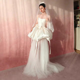 French Light Wedding Dress With A Beautiful Skinny Bow And Cute Breast White Certificate Registration Engagement Dress Dress Dress HZ0517