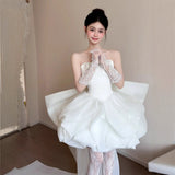 French Light Wedding Dress Small Morning Dress Woman 2026 New Breast-Wear Banquet Welcome Bing Phong Peng Engagement Dress Dress Dress HZ0517