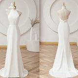 Fishtail Dress Woman Wedding 2026 New Feterns Overseas Warehouse Southeast Asia Bare Back Hanging Neck Temperament Elegant Light Wedding Dress HZ0517