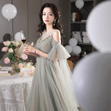 Gray Birthday Birthday Evening Dress Dress Host High-End High-End Feeling 18-Year-Old Adult Gift Art Exam Engagement Morning Robe HZ0517