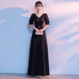 Banquet Evening Dress 2026 New Princess Long Mode Host Annual Meeting Command Dress Black Dress Art Exam Choir Suit HZ0517