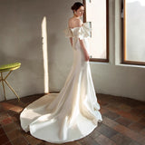Sing Face Light Wedding Dress 2026 New Bridal Letter-On-Shoulder Retro Fishtail Simple Atmospheric Temperament Elegant Wedding Dress HZ0517