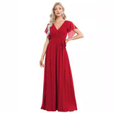 Evening Dress 2026 New Sexy Body Repair V-Neck Chiffon Dress Women's Party Bridesmaid Dress HZ0517