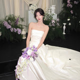 French Bra Light Wedding Dress White High-End Feeld Bridal Engagement Dress Banquet Welcome Morning Robes Go Out Yarn HZ0517