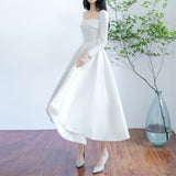 Simplicity Light Wedding Dress 2026 New Korean Version Of Simple Thin Hepburn Style Long-Sleeved Bride Small Art Exam Dress Dress Dress HZ0517