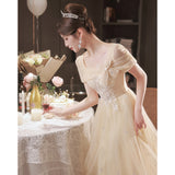 Champagne Evening Dress 2026 Adult Gift Small Birthday Party Performance Light Luxury Niche High-End Art Skirt HZ0517
