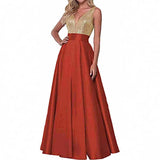 Women's Lien Rose Gold Evening Dresses Ball Dresses V-Necked Backs Of The Leadsmaid's Dresses Dinner Party Evening Dresses HZ0517