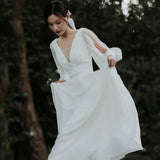 Sen Family Light Wedding Dress 2026 Spring New Bride Large Size Cover Arm Super Fairy Thin Brigade Long Sleeve Out Of The Yarn Woman HZ0517