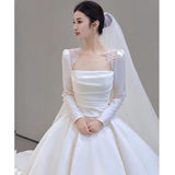 Sing Noodle Wedding Dress Bride 2026 New Main Yarn Retro Light Wedding Dress Yarn Small Long Sleeves In The Escape Of The Princess Woman HZ0517