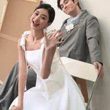 French Slings Light Wedding Dress Small Bride Simple Densoodle Certificate Registration Small White Dress Engagement Small Dress Daily HZ0517