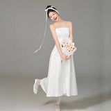 Small Wedding Dress French Simple Light And Thrying Dress Summer Daily Engagement Certificate Dress To Take Pictures HZ0517