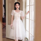 White French Evening Dress Female Fashion Banquet Fairy Temperament Summer Dress Daily Can Wear Graduation Ceremony HZ0517