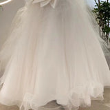 French Brag Main Wedding Dress 2026 New Bride Marriage Simple Bow Temperament Thin Travel Shoot Yarn HZ0517