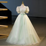 Green Sensing Senior Piano Performance Art Examination Evening Dress Women's Dress Light Luxury Small High-End Host HZ0517