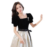 Banquet Evening Dress 2026 New Black French Annual Conference Student Graduation Party Dresses For Vocal Art Exam HZ0517