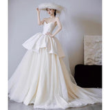 Brasing Light Dress Adult Ceremony High-Level Temperament Simple French Style Yarn Beauty Engagement Certificate Welcome Yarn HZ0517