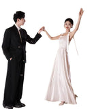 One-Word Shoulder Light Wedding Dress Super Xiansen Bridal Outdoor Welcome Out Yarn Temperament Simple Vertiny Black And White Evening Dress HZ0517