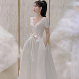 French Light Wedding White Vertiny Evening Dress Woman 2026 New Banquet Design Feel Engagement Dress HZ0517