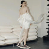 Light Wedding Dress 2026 New Bride A Small Shoulder Bra Registration Dress Welcome Dress HZ0517