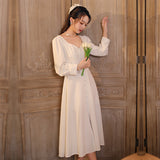 Certificate Registration French Light Wedding Dress 2026 New White Dress Bridesmaids Long-Sleeved Engagement Dress Woman HZ0517