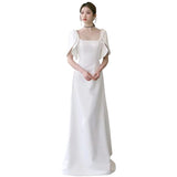 French-Style Densted-Faced Light Wedding Dress Small Hepburne Go Out Light Yarn Engagement Registration Studio Dress HZ0517