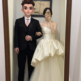 Broom-Smeared Wedding Bride Wedding Simple Light Atmosphere Engagement Banquet Dress Dress Travel Pat Door Yarn Welcome Yarn HZ0517