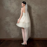 French Light Wedding Dress Small Simple Niche Scarves Small White Skirt Short Go Out Yarn And Yarn Noodle Engagement Dress HZ0517