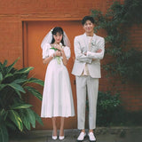 French Light Wedding Dress Dress Dress Certificate Registration Small White Dress Simple Engagement Brigade Thin Daily Dress HZ0517