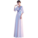 Grand Choir Performance Dress Female Dress Temperament Presided Over The Evening Dress Chinese Wind Thin Red Song Competition Costume HZ0517
