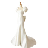 Fish-Tailed Vertiny Light Wedding Dress 2026 New Bubble Sleeve Simple Elegant Sexy Temperament Welcome Dew Back-To-Back Tail HZ0517