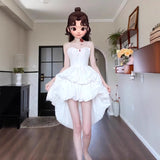Birthday Party Dress Dress Light Luxury Niche Temperament Bare Back White Poneng Sling Light Wedding Dress HZ0517